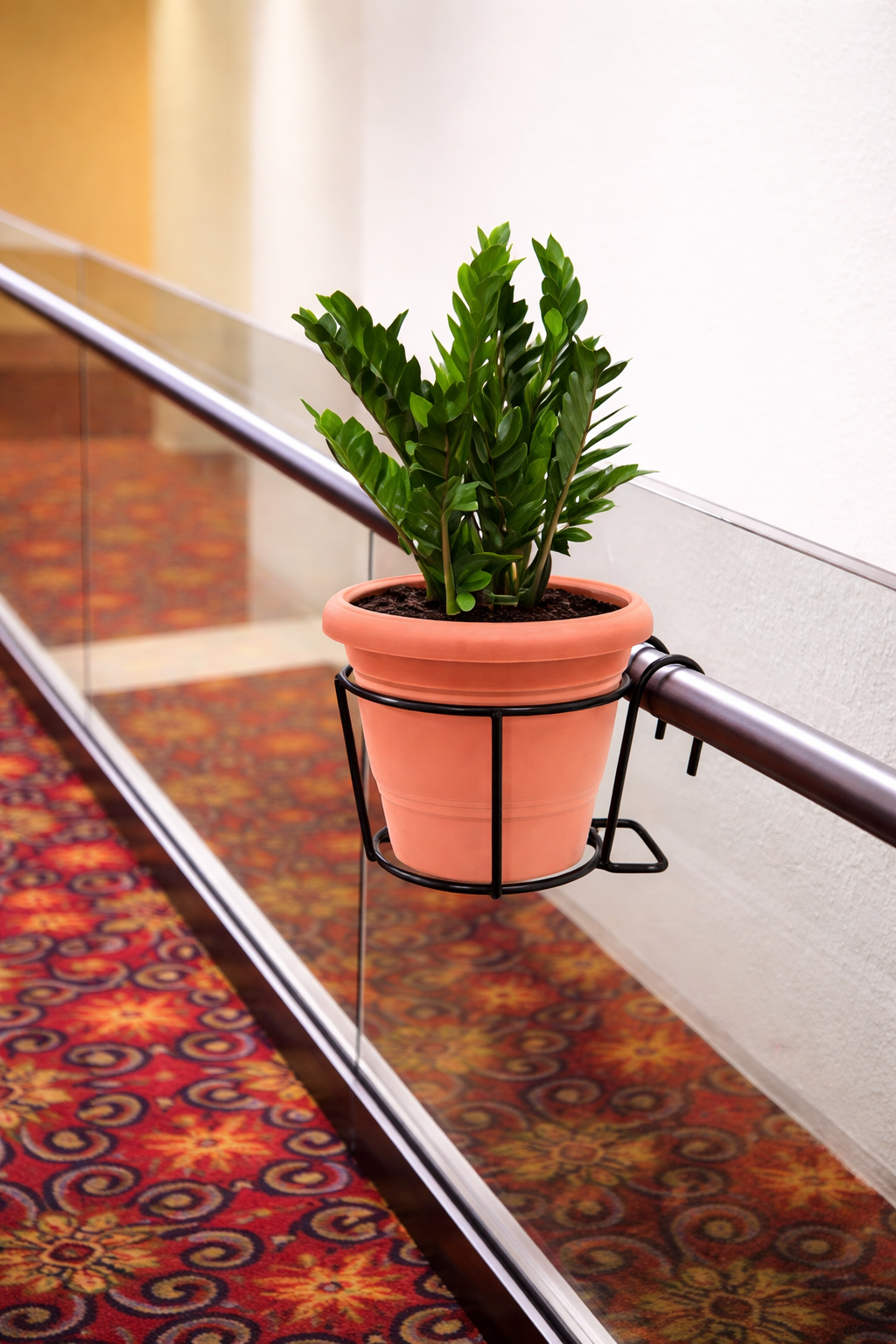 Hanging Flower Pot Holder for Balcony & Railing | Iron Gamla Stand for Home Decor Set of 4